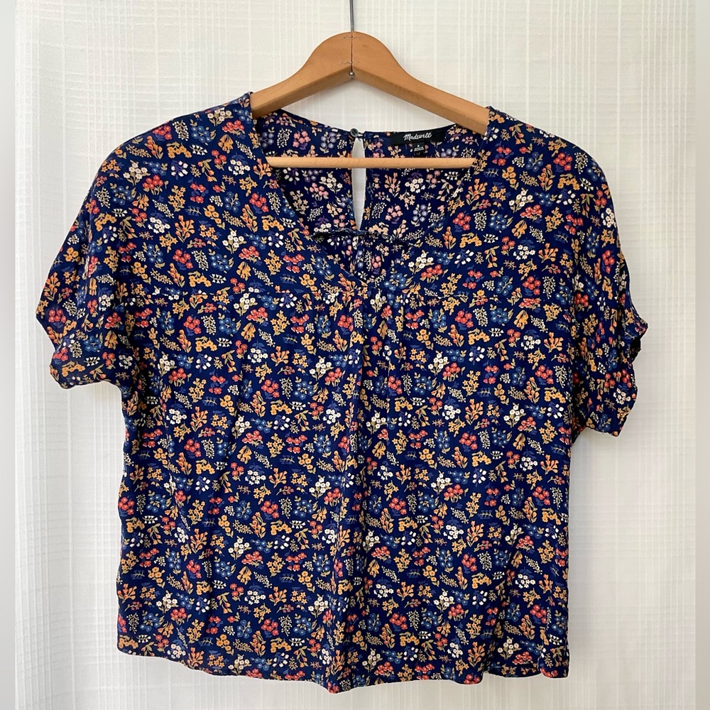 Madewell Navy Floral Blouse